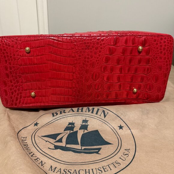 Brahmin Anytime Medium Party Red Croc Embossed Soft Leather Tote BRAND NEW - Picture 4 of 4